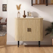 Vabches Sideboard Buffet Cabinet with 2 Sliding Tambour Doors, 31" Farmhouse Storage Cabinet with Adjustable Shelves for Living, Dining Room, Kitchen, Hallway