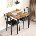 thumbnail image 1 of 3Pcs Kitchen Table Set, Dining Table and Chairs for 2, Metal and Wood Square Dining Room Table Set with 2 Upholstered Chairs, Dining Table Set for Small Spaces, Apartment, Rustic Brown, 1 of 7