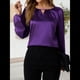 thumbnail image 4 of Camisa Informal de Satén de Larga para Mujer, Elegante Blusa de Trabajo, Atuendo Formal de Otoño para la Oficina Púrpura L, 4 of 10