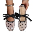 thumbnail image 5 of SuTry Women's Round Toe Mesh Flats Polka Dot Pattern Satin Bow Tie Slip On Breathable Lightweight Comfortable Casual Walking Shoes(37), 5 of 9