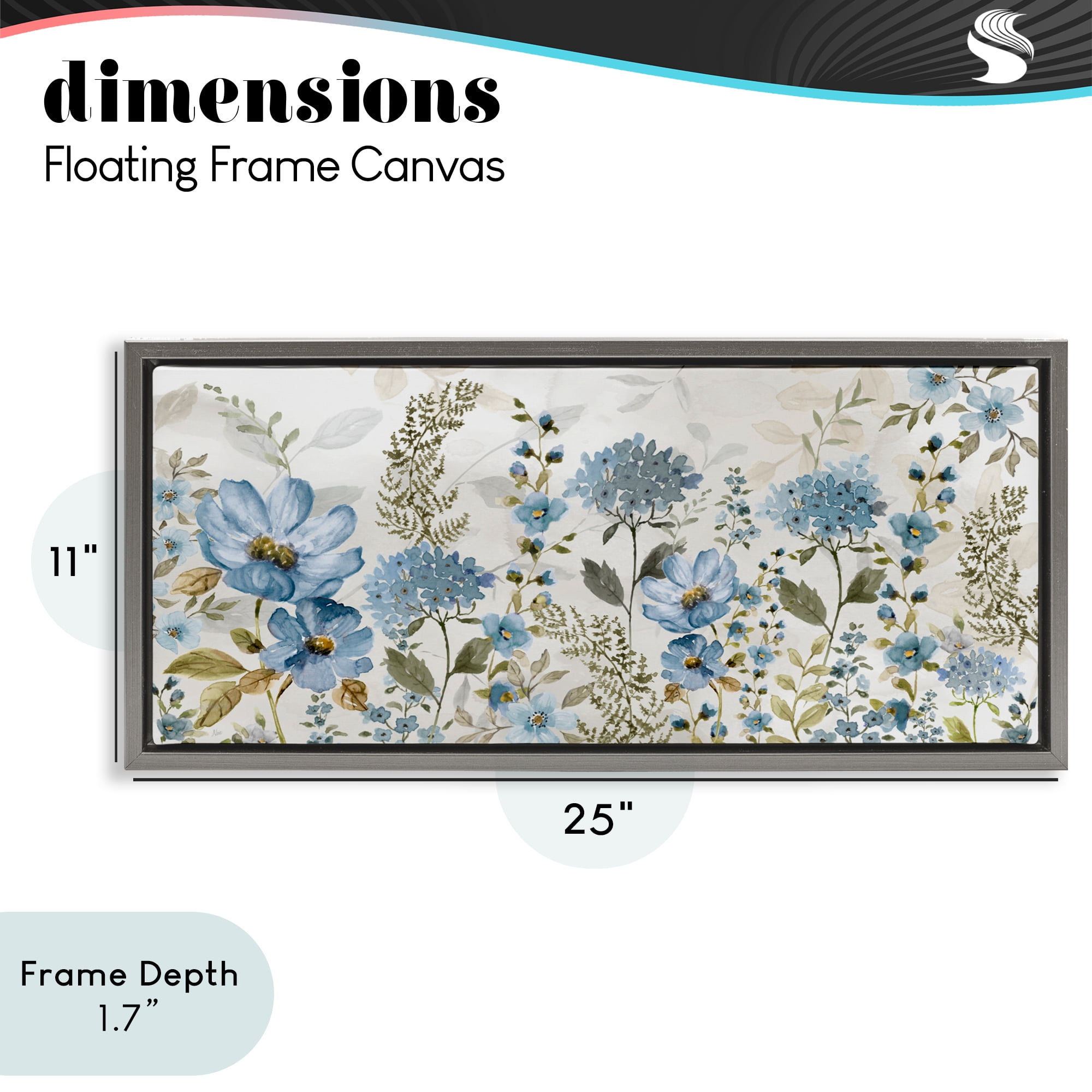 Stupell Industries Subdued Meadow Foliage Gray Framed Floater Canvas Wall Art, design by Nan