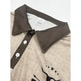 thumbnail image 3 of Men's Distressed Henley Shirts Vintage Short Sleeve T-Shirts Washed Cotton Casual V-Neck Button Tee Shirts Khaki L, 3 of 5