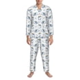 thumbnail image 4 of Mens Pajamas Set - Funny Cartoon Shark Happy Comfy Long Sleeve Button Up Pajama Sets for Men 2 Piece, Soft Sleepwear Nightwear Pjs Lounge Sets for Men with Pockets, 4 of 5