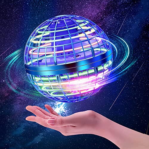 Flying Orb Ball Toys,2024 Hover Ball Soaring Nebula Flying Orb,Hand Controlled Boomerang Galaxy Ball iFly Spinner,RGB Light Magic Space UFO Cool Toy,Mini Drone for Kid Adults Outdoor Indoor-Blue