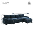 thumbnail image 3 of Harper & Bright Designs 118" Convertible Sectional Sofa Couch, 3 Seat Modern L-Shaped Sofa with Chaise, Chenille Fabric Deep Soft Seat Cloud Modular Couch for Apartments, Living Room, Dark Navy, 3 of 17