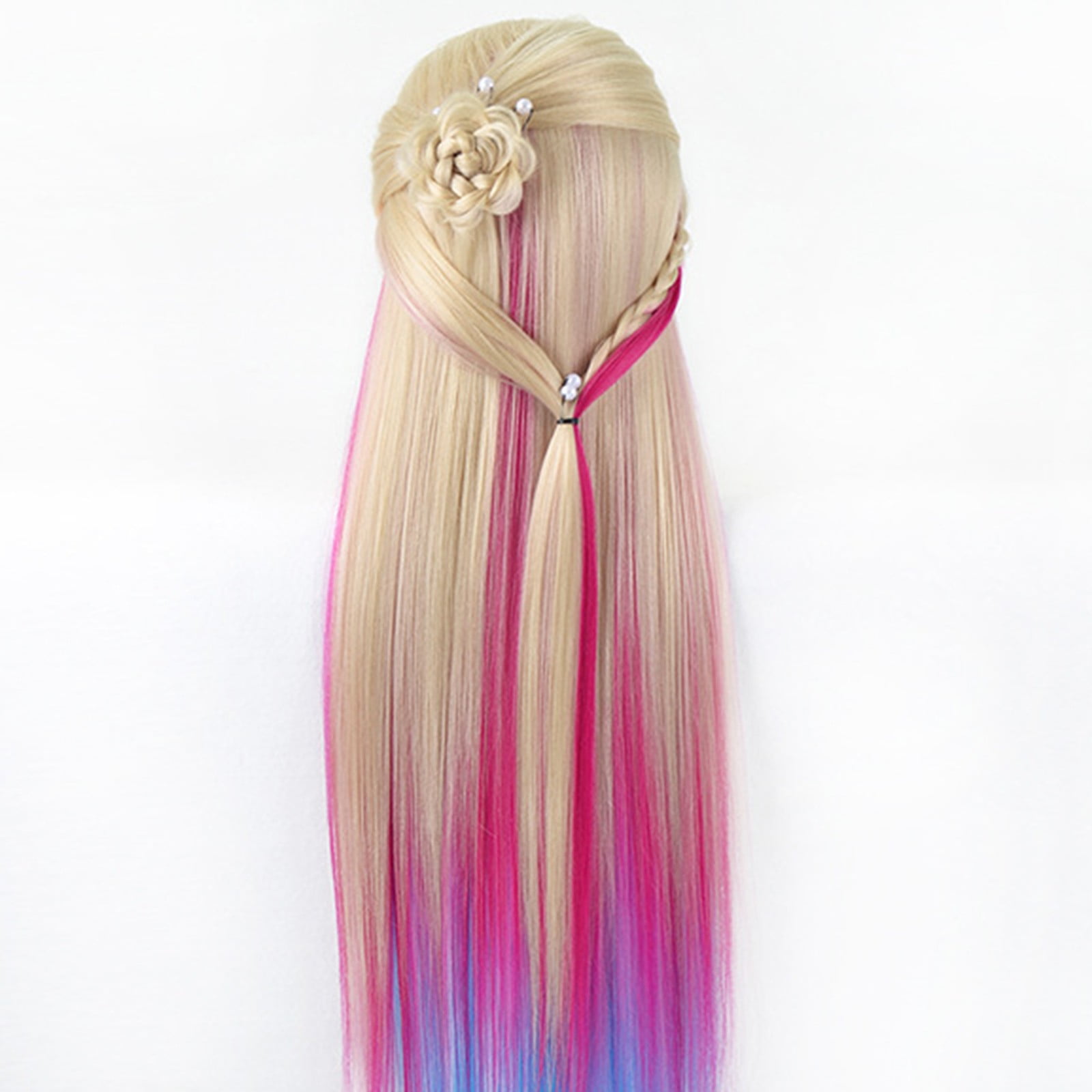 Ashosteey Mannequin Head with Hair,Mannequin Head,Synthetic Fiber Hair Mannequin Head for Hair Styling Braiding Practice with Clamp Holder & DIY Hair Braid Set,Training Model Head