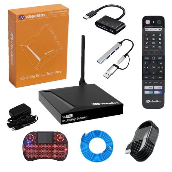 AskFace 2026 Vseebox V6 PRO Version Voice Control, 8K HDMI&Ethernet Cable, Android 14, 4GB RAM, 32GB Storage (Easy Setup, Lifetime Tech Support)