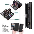 thumbnail image 5 of ELEHOLD Flip Wallet Case for Samsung Galaxy S24 Ultra with Large Capacity 13 Card Slots Zipper Pocket Kickstand Magnetic Detachable Leather Case Crossbody Shoulder Strap Shockproof Cover,Black, 5 of 8