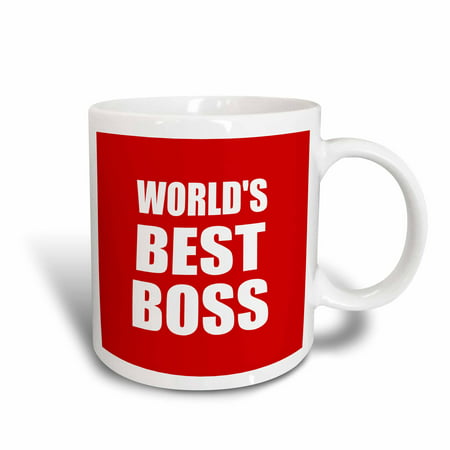 3dRose Worlds Best Boss. white text on red. great design for greatest boss, Ceramic Mug,