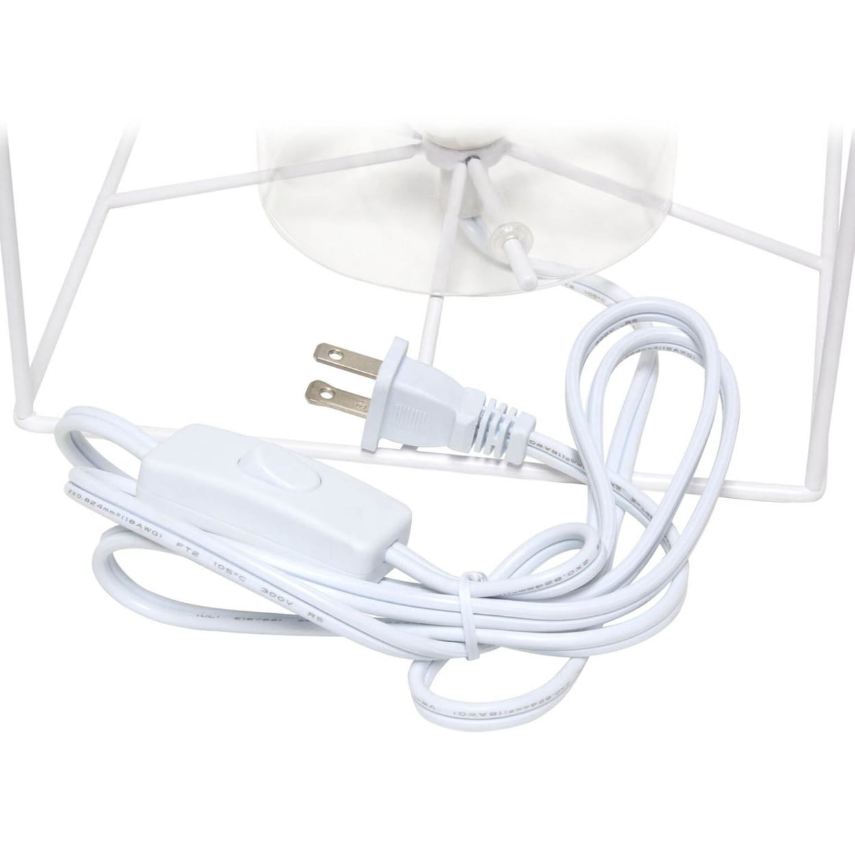 Elegant Designs Large Exposed Glass And Metal Table Lamp, White, Clear
