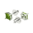 thumbnail image 2 of 14K Solid Gold Screw Back Stud Earrings for Women | 1.5 cttw Princess Cut Natural Peridot | White Gold, 2 of 5