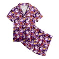 thumbnail image 5 of NIEWTR Kids Girls Short Sleeve Pajamas Set Halloween Pumpkin Ghost Print Collared Tops and Shorts Pjs Set Soft Comfortable Kids Halloween 2 Pieces Loungewear, 5 of 5