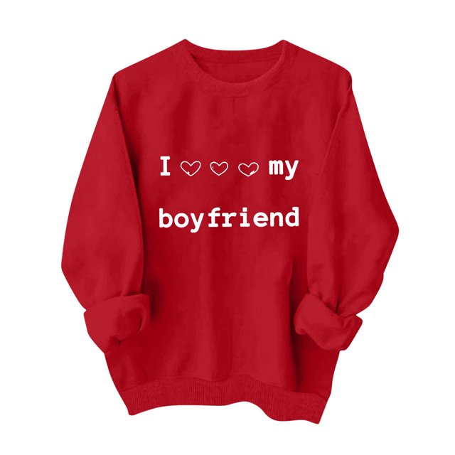 Amzcrzy Chandails pour Femmes Imprimé Mode Rouge Chandails Valentines Day Décontractés Manches Longues Col Rond Cadeaux Valentines Tops Valentines Day pour Femmes