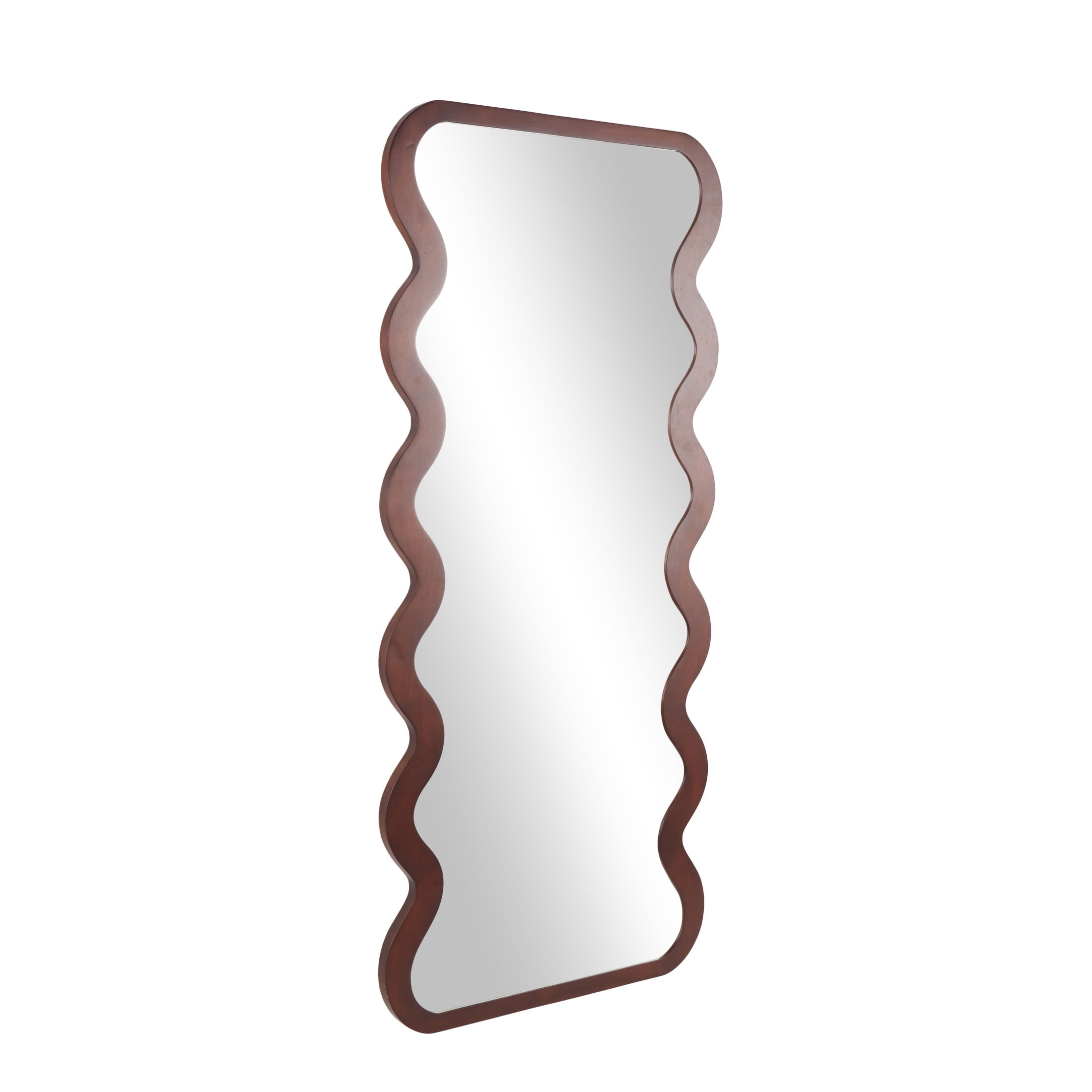 DecMode 31" x 71" Dark Brown Wavy Wall Mirror