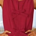 thumbnail image 6 of Women's Summer Sleeveless Tank Tops Crewneck Tie Front Linen Shirts Loose Fit Flowy Ruffle Peplum Tunic Blouses, 6 of 7