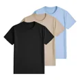 thumbnail image 2 of Pack 3 Playeras Deportivas Mujer Cuello Redondo,Black Khaki Lightblue,S, 2 of 7