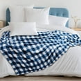 thumbnail image 6 of Buffalo Check Fleece Throw Blanket | Blue White Checkered Plaid Flannel Blanket | Soft Velvet Lightweight Microfiber Blanket for Couch Sofa | 50x60 Inches Checker Navy, 6 of 6