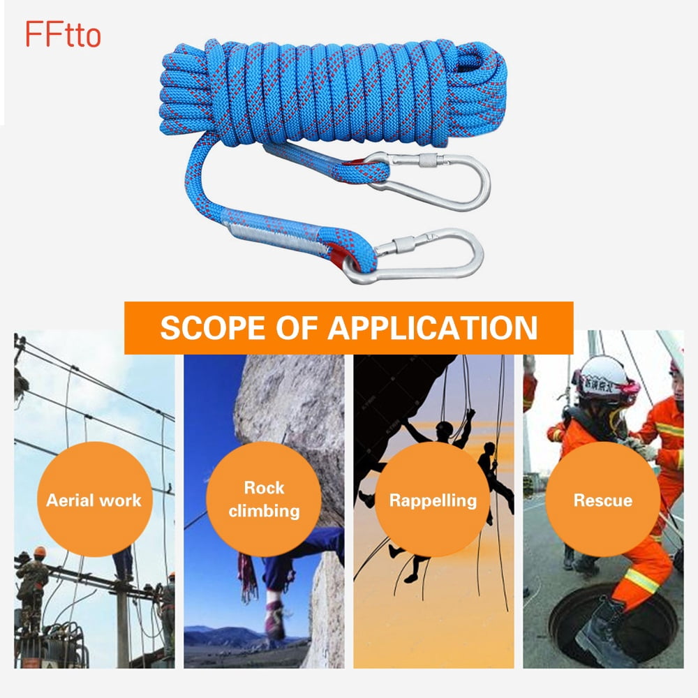 10mm Rock Climbing Rope 10M/Outdoor Static Rapelling Rope for Fire Rescue Safety Escape Tree Climbing for Outdoor Sports