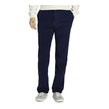 IZOD Mens Weekend Straight Fit Casual Trouser Pants, Blue, 30W x 32L