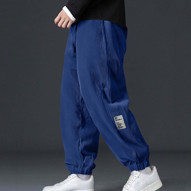 asjyhkr Mens Sweatpants Corduroy Jogger Drawstring Elastic Athletic Workout Running Pants with Pockets