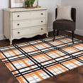 thumbnail image 5 of 4x6 Area Rugs, Orange Black Plaid Non-Skid Rubber Backing Large Rectangle Rugs - Living Room Bedroom Home Office, Farmhouse Orange Black Checkered Indoor Floor Mat Carpets Washable Rug, 5 of 9