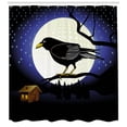 thumbnail image 3 of Black Crow Shower Curtain, Night Time Illustration of Bird on Branch Full Moon and Small Cottage House, Fabric Bathroom Set with Hooks, 69W X 75L Inches Long, Multicolor, by Ambesonne, 3 of 3