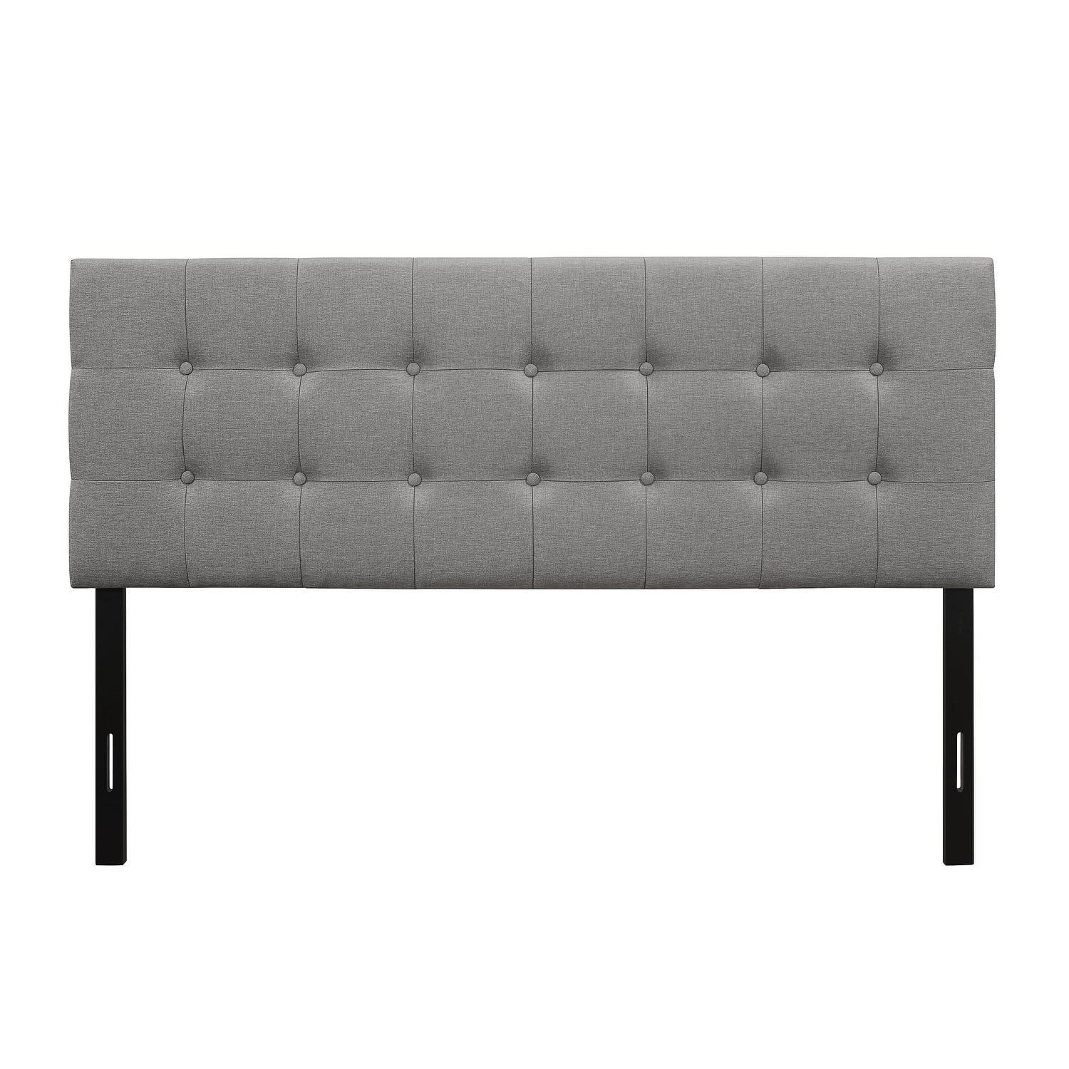 Furniture Of America Sonata Adjustable Headboard - Twin Size, Gray Upholstered With Nailhead Trim, 43-49 Inch Height