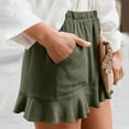 thumbnail image 4 of Xixinqiwan Shorts for Women under $5,Linen Ruffle Shorts for Women High Waisted Lounge Comfy Casual Cotton Shorts for Summer Casual, 4 of 7