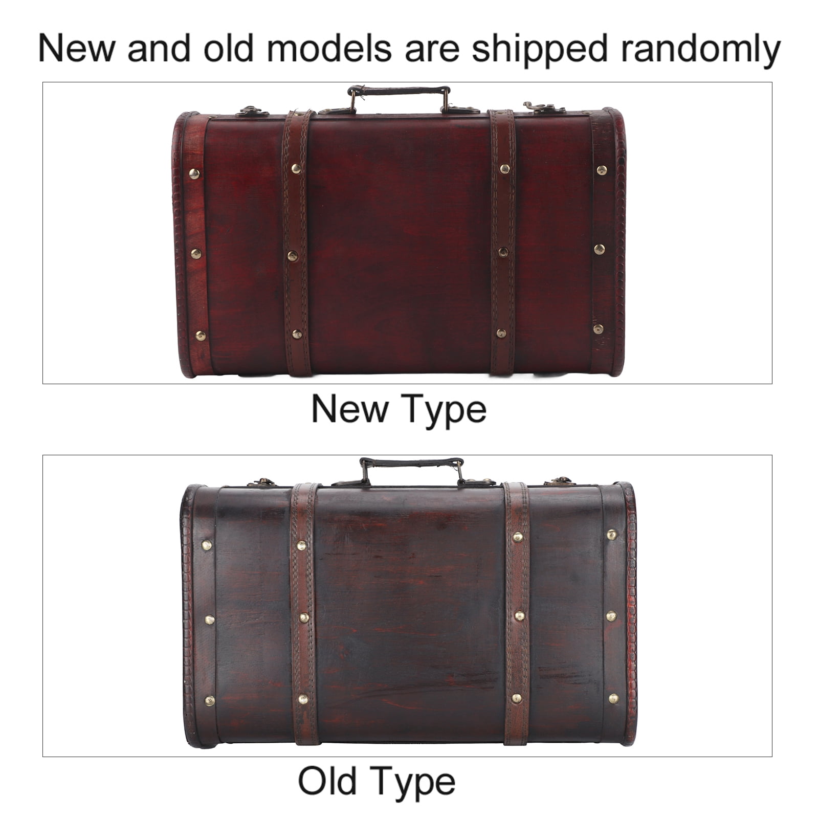 Vintage Storage Trunk, Wood Portable Antique Suitcase, Craft Organizer Box Ornament for Placing Photography Props Jewelry Decoration14.9 x 9.0 x 5.3in