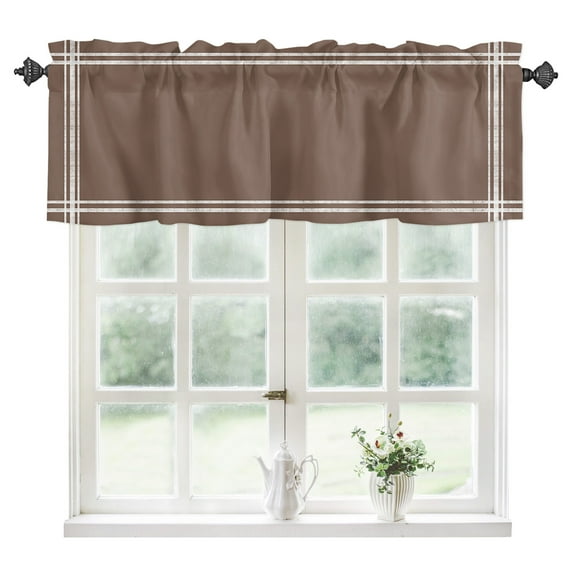 Brown Kitchen Valances for Windows 60x18 Inch Kitchen Curtains Valances Rod Pocket Pure Brown Solid Color Simple Minimalism Art Bathroom Window Valances for Window Treatment Decor