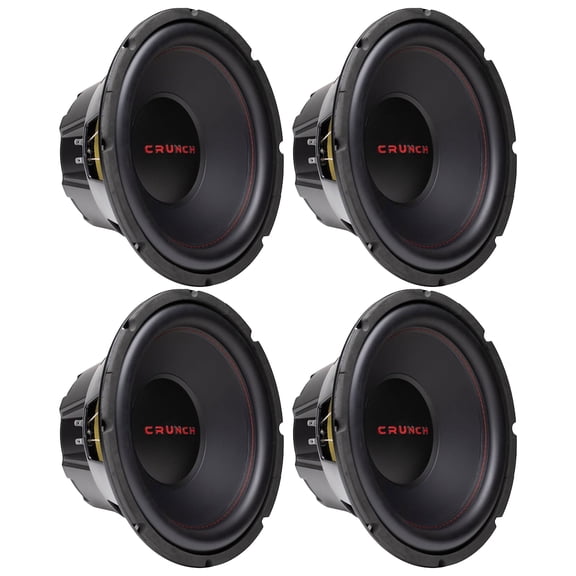 Crunch CRW12D4 12 Inch 800 Watt MAX Dual Voice Coil Car Subwoofer Speaker, 4 Pack