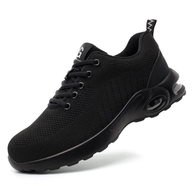 Safety Trainers Men Women Lightweight Air Cushion Steel Toe Cap Trainers Safety Shoes Breathable Industrial Work Trainers,Black-41