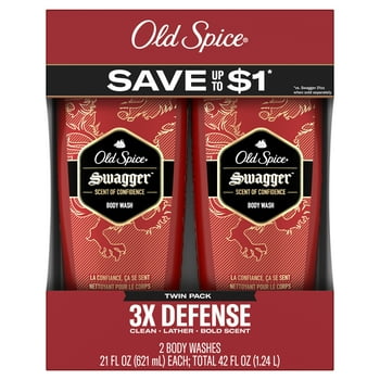 Old Spice Red Zone Swagger Scent Body Wash for Men, 21 fl oz, Pack of 2