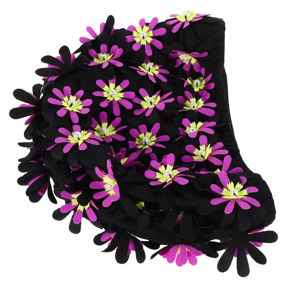 Masteelf Reusable Floral Swim Cap for Women Embroidered Flower Swimming Hat Double Layer Fabric Bathing Cap for Long Hair Ideal for
