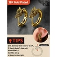 thumbnail image 5 of FaithHeart Dragon Earrings for Men Gold Plated Stainless Steel Punk Rock Biker Hoop Earrings Round Huggie Stud Earrings Jewelry Gift for Dad Grandpa Fathers Day, 5 of 11
