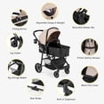 thumbnail image 5 of Infans Foldable Baby Stroller Kids Travel Newborn Infant Buggy Pushchair Coffee, 5 of 6