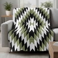thumbnail image 2 of Green Aztec Blanket Soft Cozy Warm Throw Blanket for Couch, Plush Fuzzy Flannel Fleece Blankets for Sofa, Black White Southwest Retro Geometric Bed Blankets Lightweight Gifts for Women, 50"x60", 2 of 9