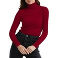 thumbnail image 6 of TrdSipl Women's Casual Slim Fit Basic Tops Knitted Light Weight Turtleneck Pullover Sweater 2025 Winter Thermal Undershirts Wine XL, 6 of 6
