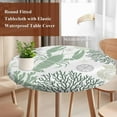 thumbnail image 3 of Sage Green Coastal Round Tablecloth 55-60 Inch Round Fitted Table Cloth with Elastic Edge, Summer Lobster Coral Nautical Waterproof Table Cover Protector for Outdoor Picnic Party Dining, 3 of 6