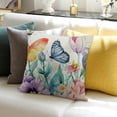 thumbnail image 3 of PRATYUS Square Cushion Cover Flowers Butterflies Watercolor 1 Pack 24x24in, 3 of 5
