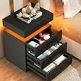 thumbnail image 6 of YILQQPER Modern LED Nightstand with 3 Drawers High Gloss Led Light Bedside Table Storage White Night Table with Lights End Side Table with Drawer for Bedroom, 6 of 12