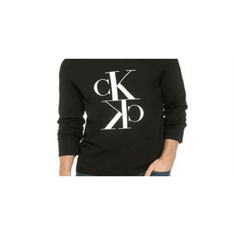 Calvin Klein Big & Tall arm logo long sleeve t-shirt in black