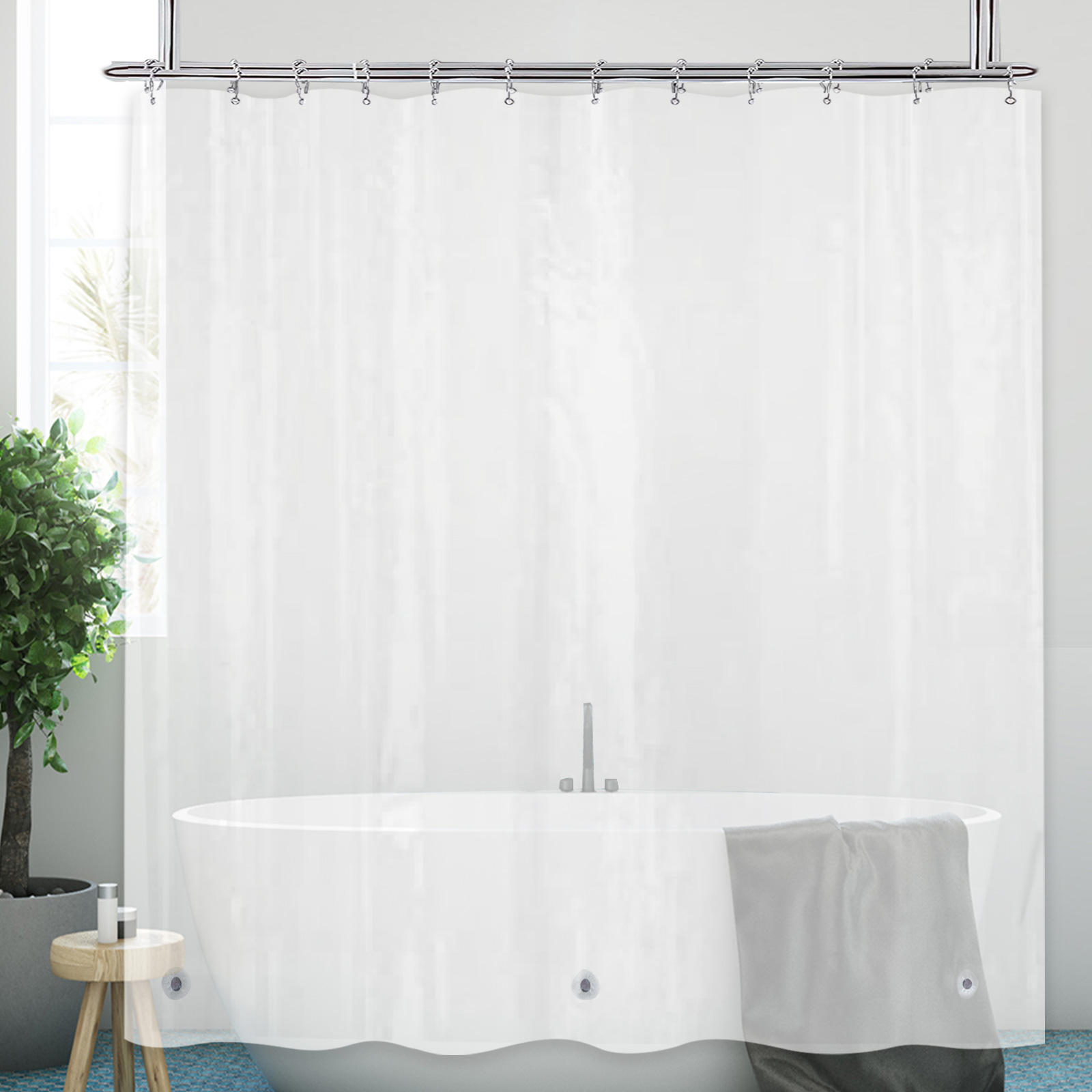YISURE Extra Wide Shower Curtain Liner with Metal Hooks Clear PEVA
