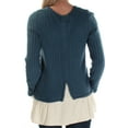 thumbnail image 2 of Kensie Womens Ruffled Contrast Pullover Sweater, Blue, X-Small, 2 of 2