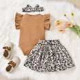 thumbnail image 2 of Baozhu Summer Baby Girl Letter Romper + Skirt Set Casual Girls Short Sleeve Clothes Sets Sweet Skirts Outfits 3 pcs 0-12 Months, 2 of 5