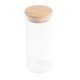thumbnail image 1 of 380ml Clear Glass Jar Sealed Canister Food Storage Container for Loose Tea Coffee Bean Sugar Salt (6.5*15CM, with Bamboo Lid), 1 of 3