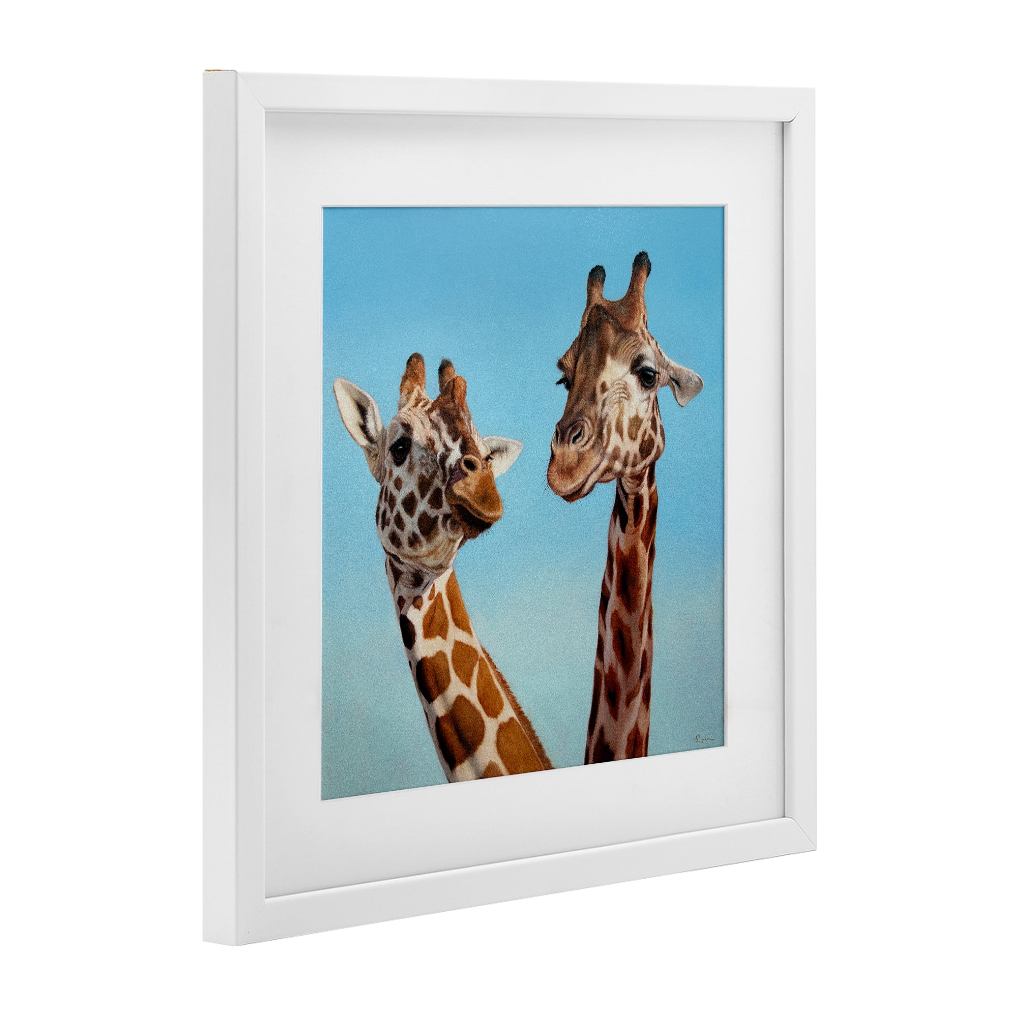 Stupell Industries Romantic Soulmate Giraffes White Framed Print Under Glass, design by Lucia Heffernan