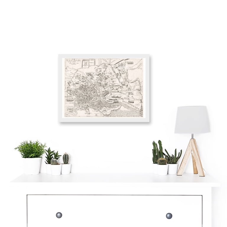 Poster Déco Murale "Rome Geometric City" - Impression Sur Toile Unique, Style Moderne Et Coloré