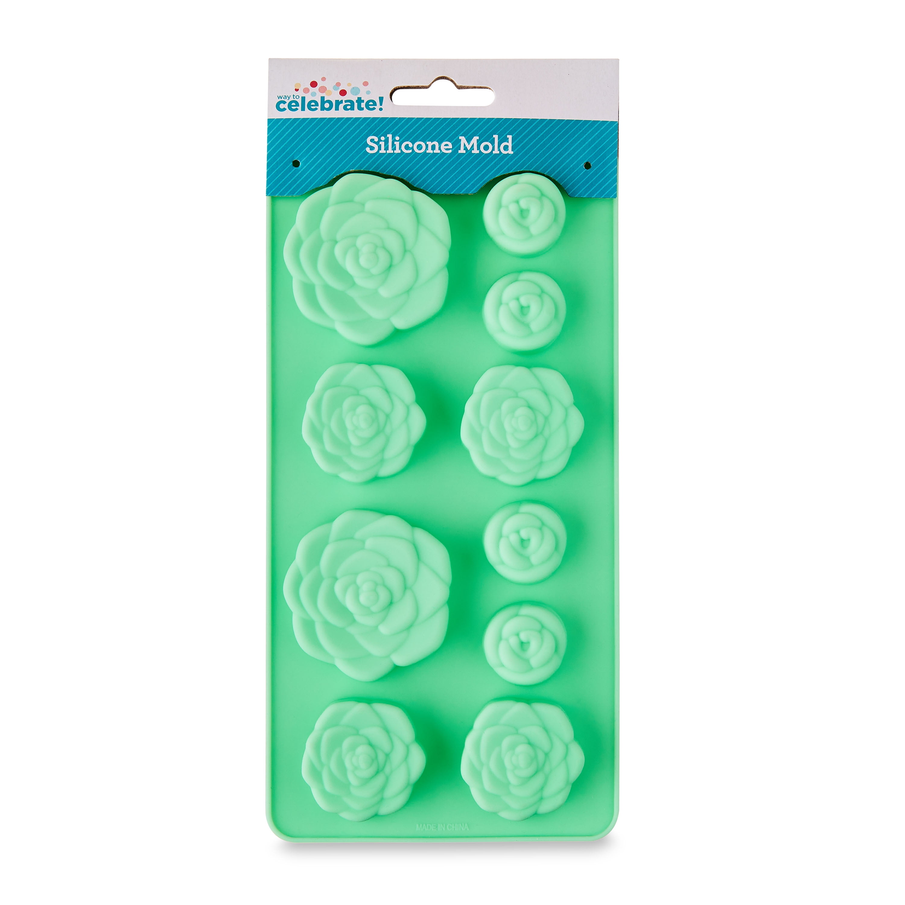 1 Count, 4 x 8 IN, 10-Cavity, Succulent Shape, Silicone Chocolate, Candy and Baking Mold, by Way To Celebrate