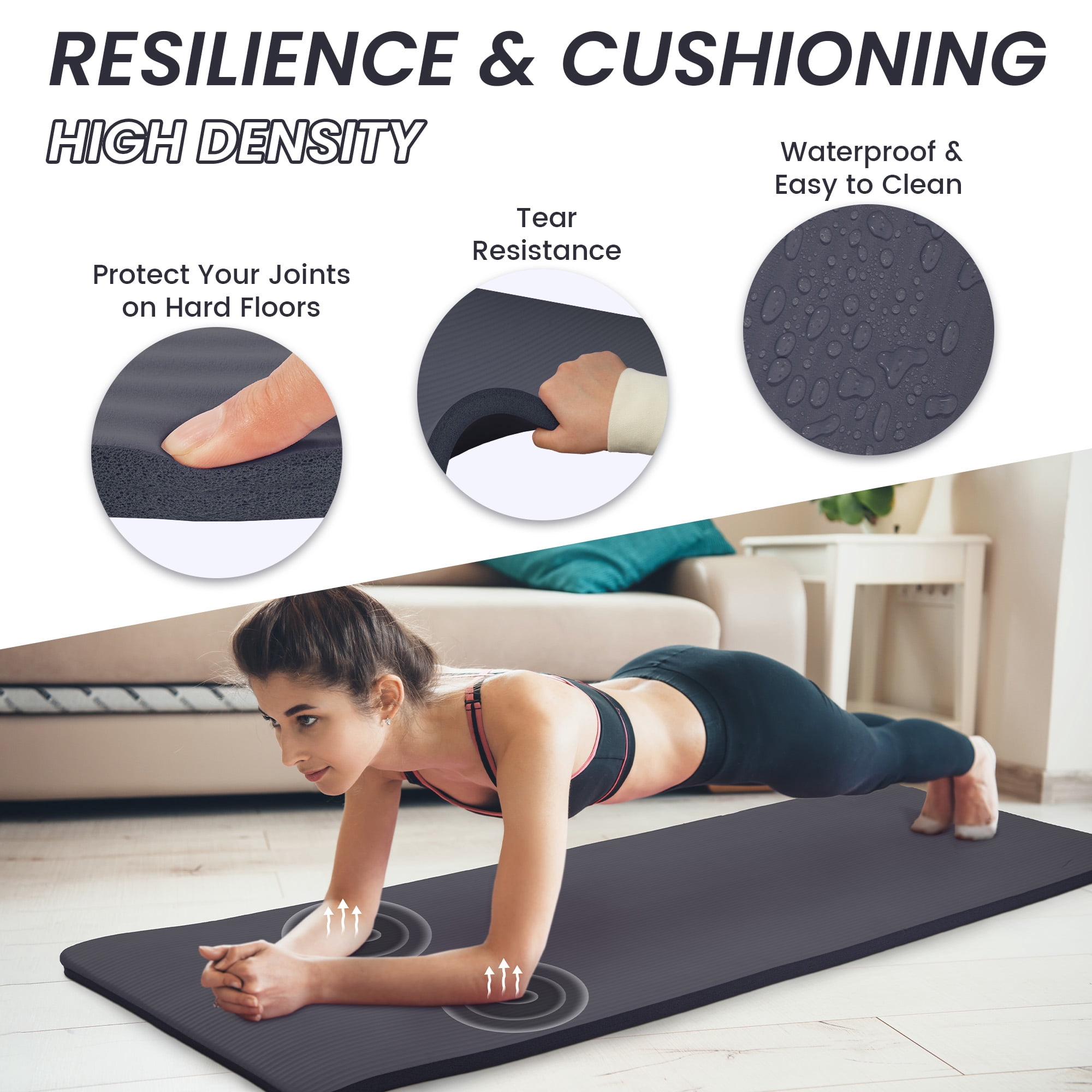 Sprint Demon Extra Thick 1" Yoga Mat - 71"x24" Non-Slip Exercise Mat with Carrying Strap, High Density Foam for Spine & Joint Support, Easy Clean & Portable for Hom，Travel，Gym